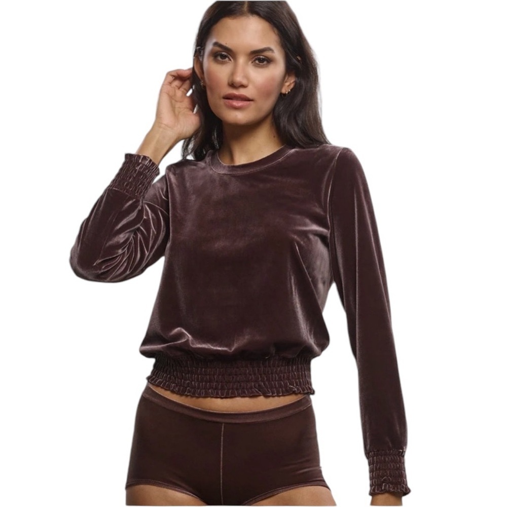 COMMANDO Velvet Smocked Crewneck Pullover